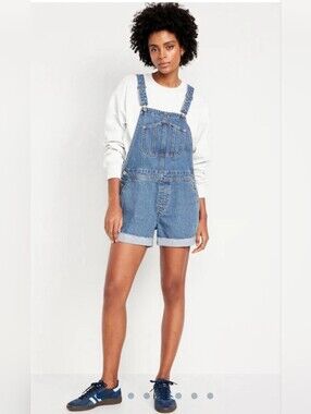 New Old Navy Black Denim Shortalls Overalls